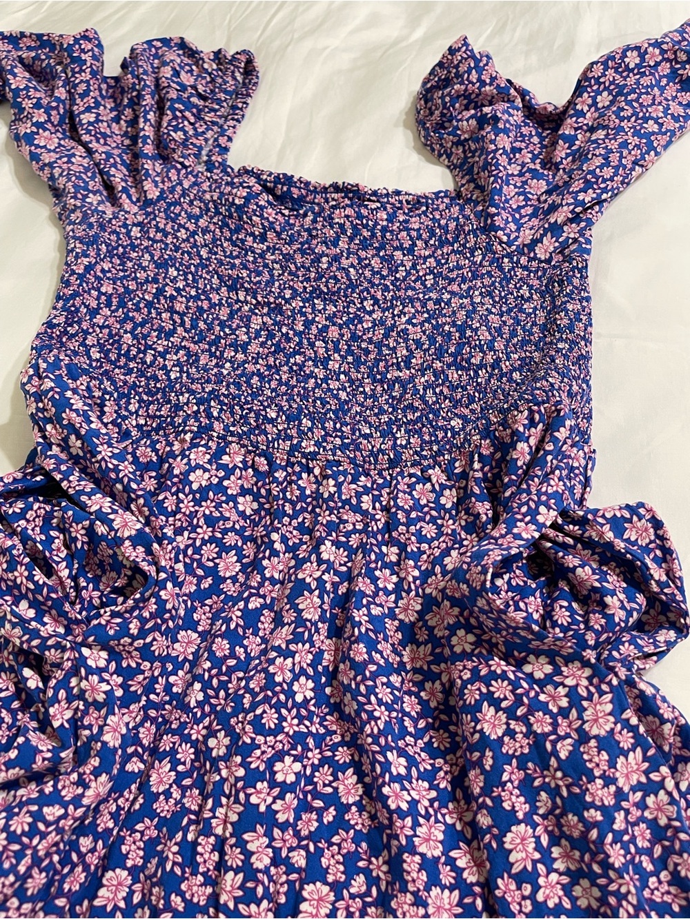 J. Crew Lavender-Blue Floral Smocked Maxi Dress - Picture 5 of 13